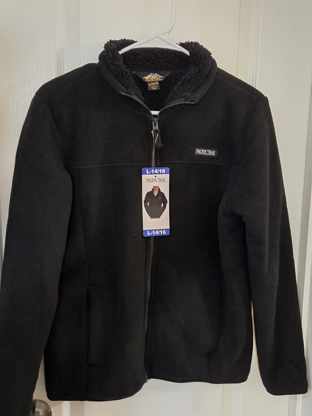 Pacific Trail Black Fleece Jacket with Sherpa Lining Boys Sz L 14/16